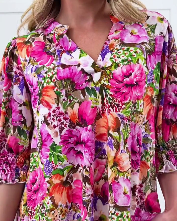 Niliza - Short Sleeve Floral Blouse