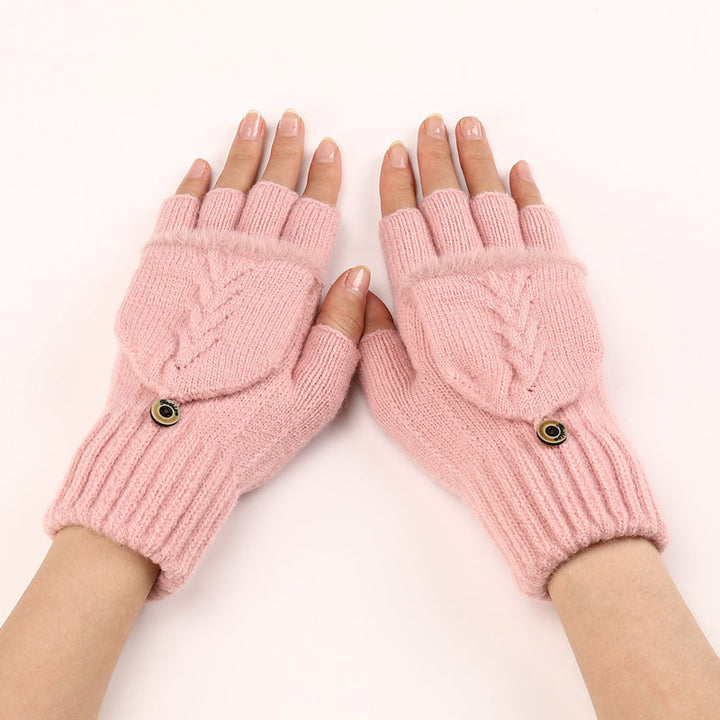 GloveGleam - Knitted Fingerless Flip Gloves