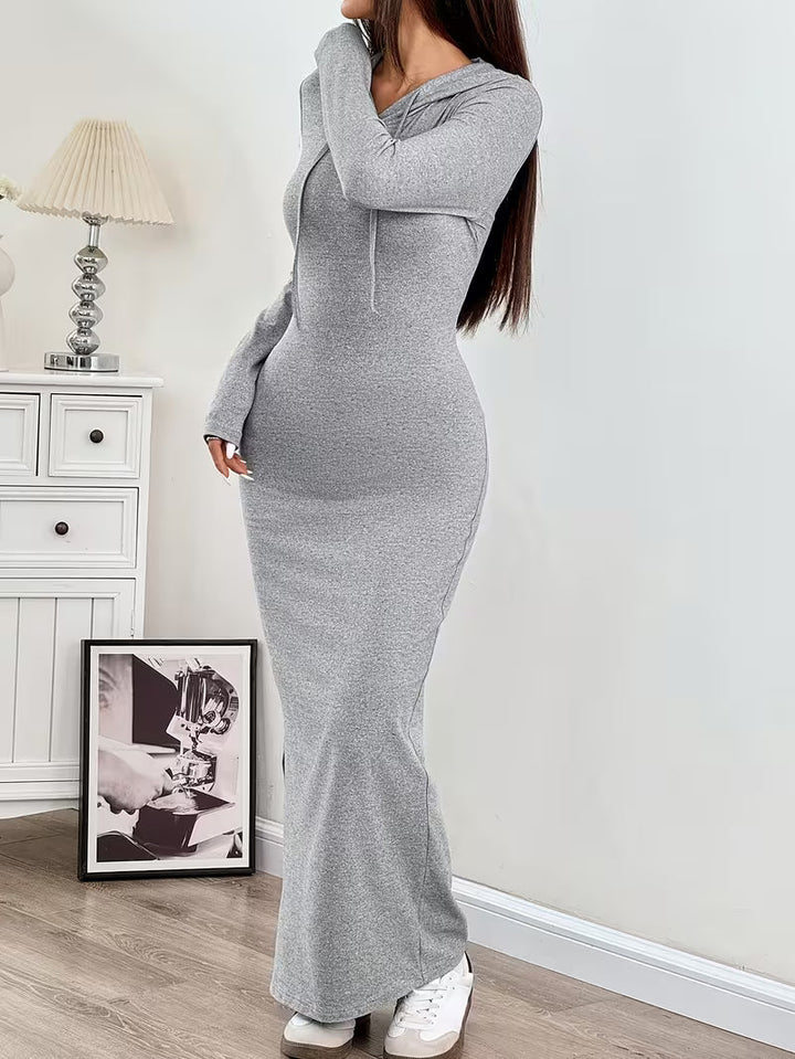 Valeia - Long Sleeve Maxi Dress With Hood