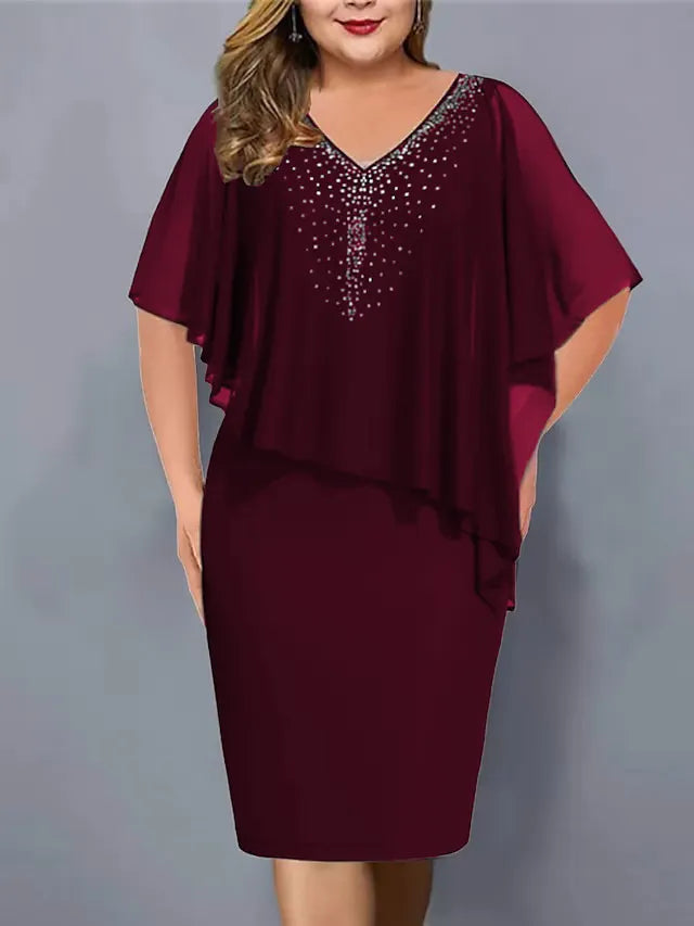 Kalista - Rhinestone-Embellished Chiffon V-Neck Dress