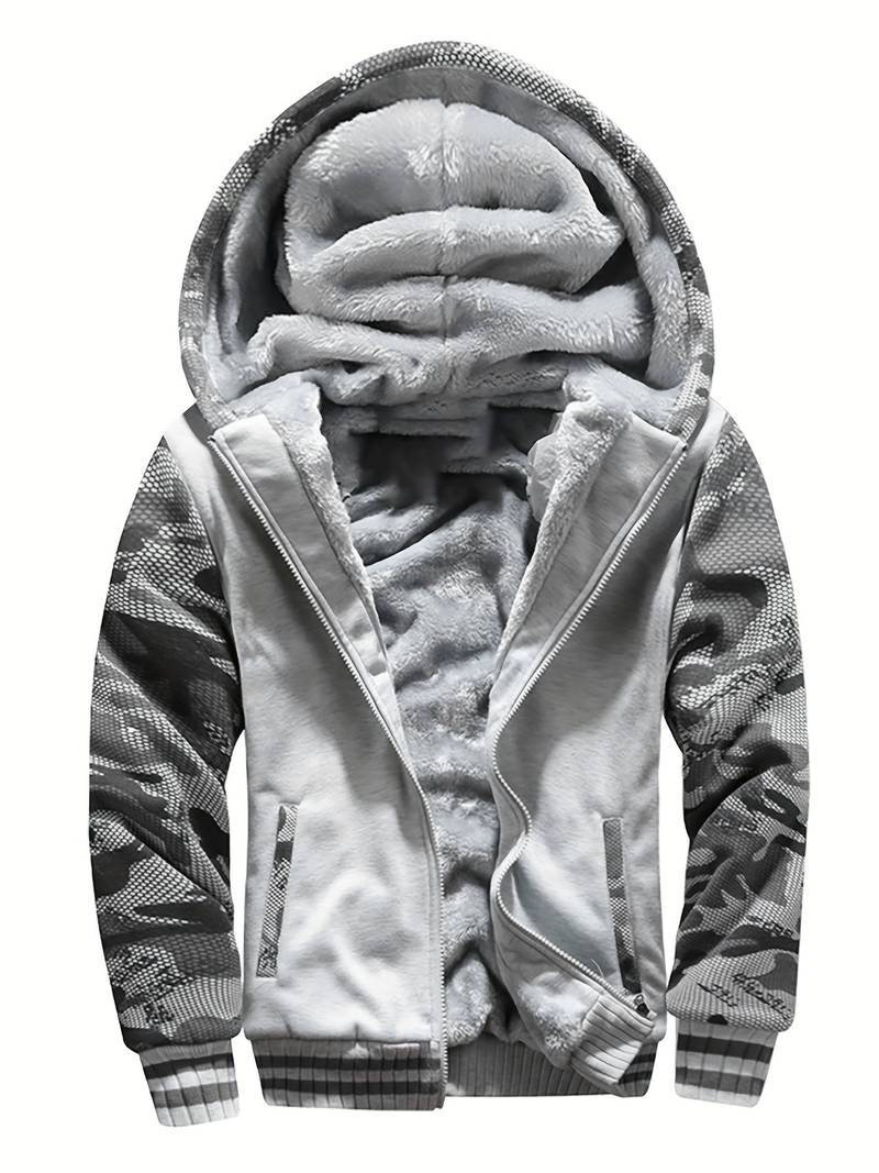 Oziel - Warm Fleece Hooded Jacket With Zipper