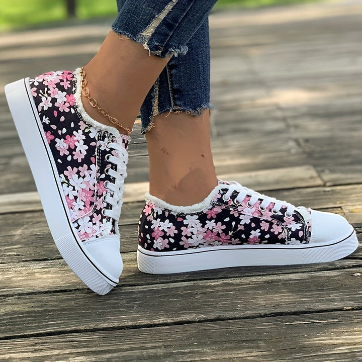 Bristy - Floral Print Lace-Up Shoes