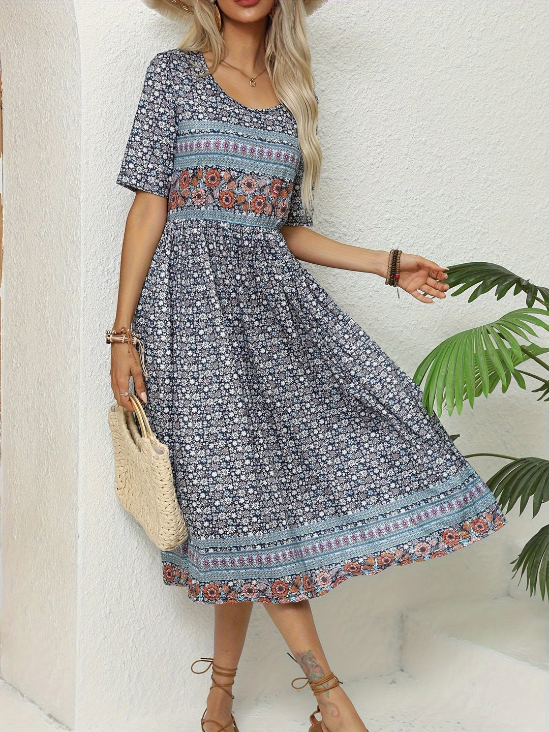Jeeni - Short Sleeve Floral Printted Dress