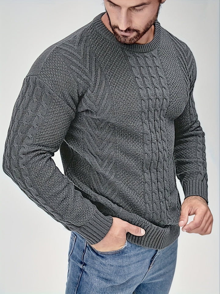 Adelas - Classic Cable Knit Crew Neck Sweater