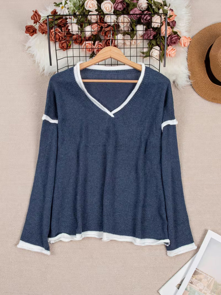 Ginny - Casual Long Sleeve And V-Neck Sweater