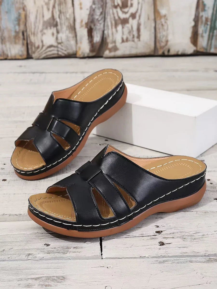 Erlinde - Leather Orthopedic Open Toe Slippers