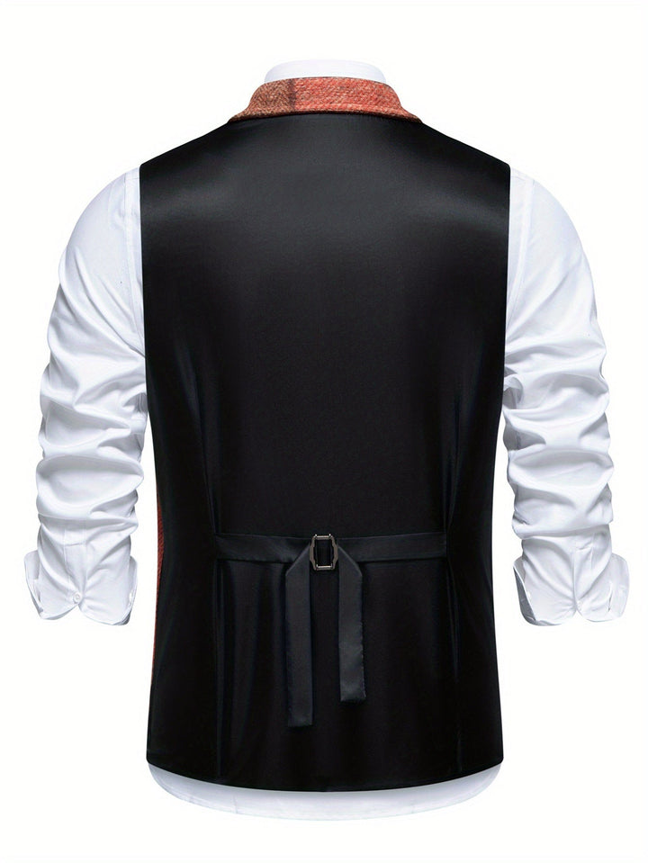 Hartin - Vintage Lapel Suit Vest With Pocket