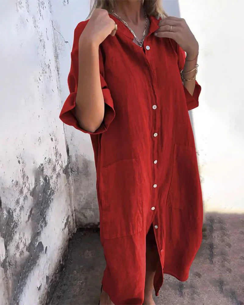 Aguilera - Stylish Shirt Dress With Button