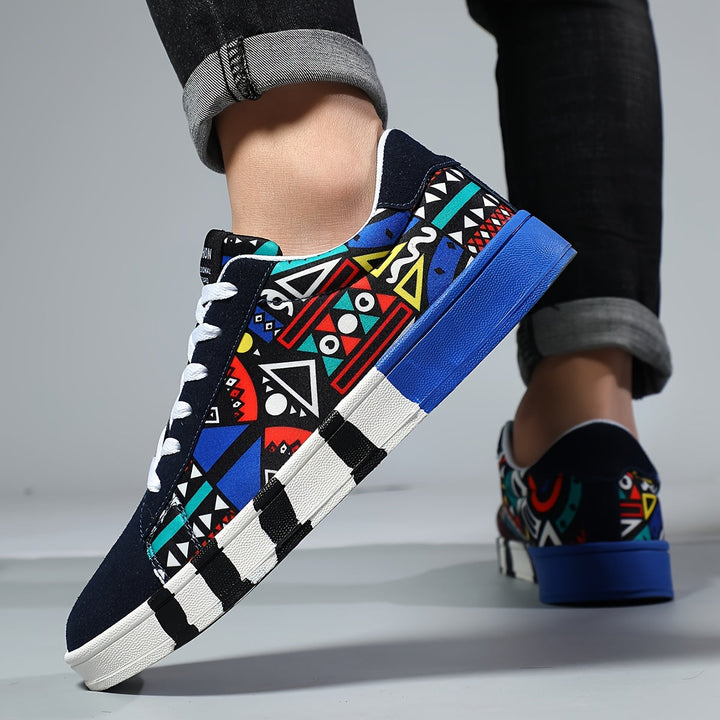 Nalson - Geometric Printed Lace-Up Sneakers