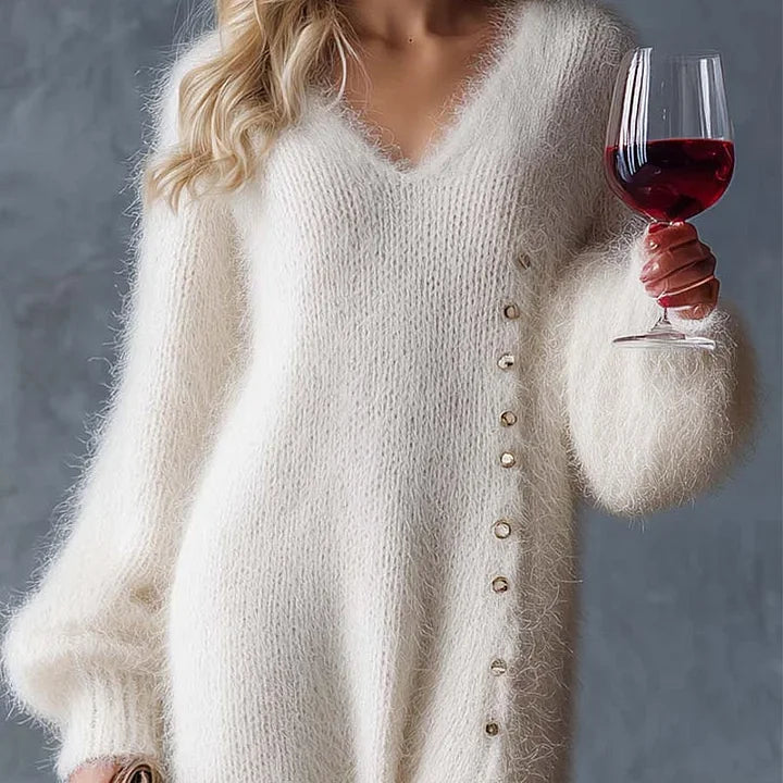 Janaya - Elegant Faux Fur Side Slit Dress