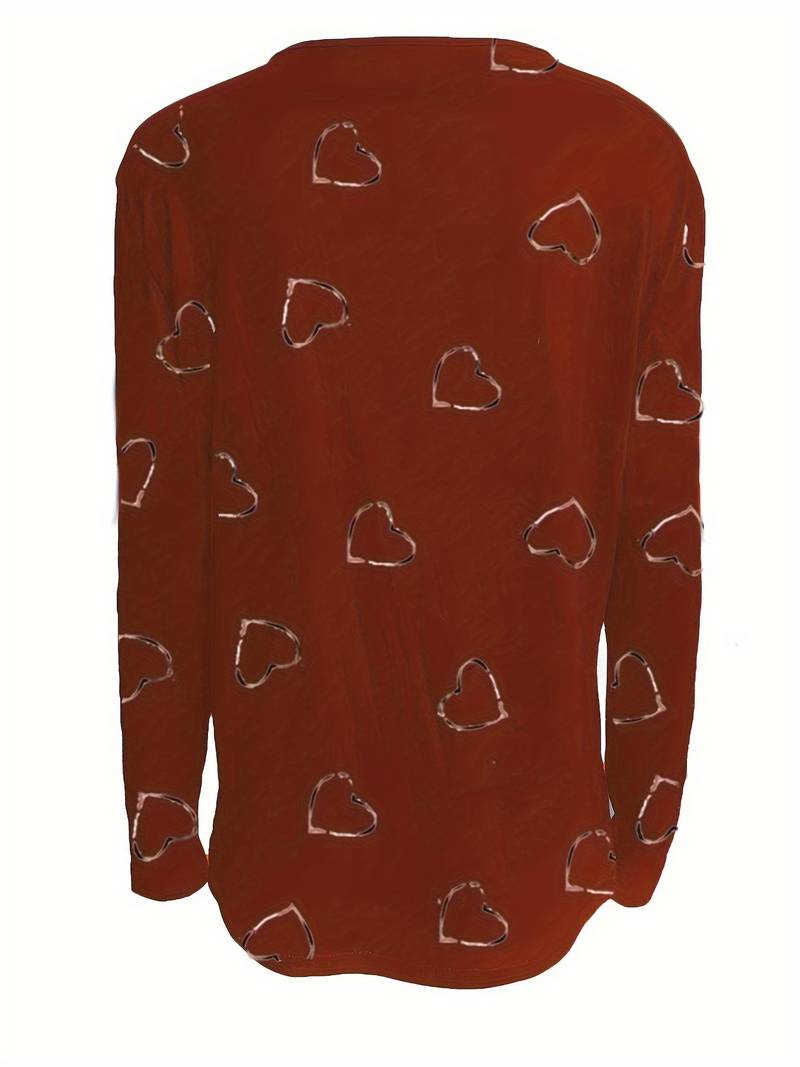 Romisha - Heart Print T-Shirt With Zipper
