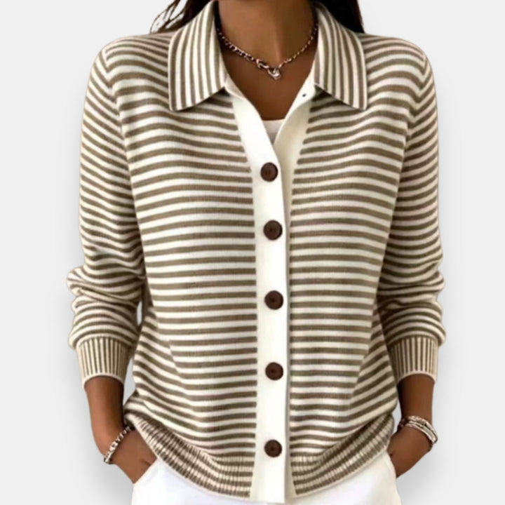 Talaoira - Striped Buttoned Cardigan