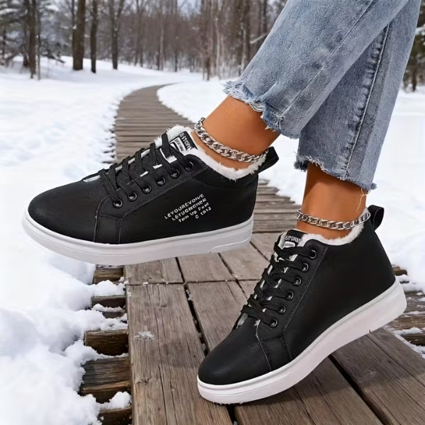 Arlena - Winter Lace-Up Sneakers with Fur Lining