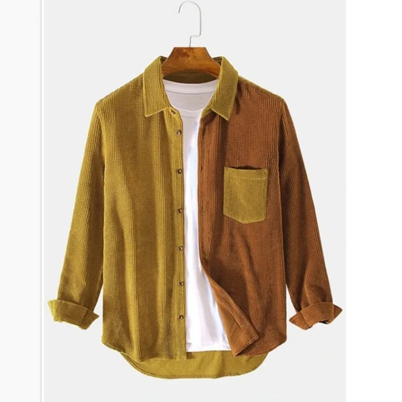 Geraldus - Splice Corduroy Button-Up Shirt