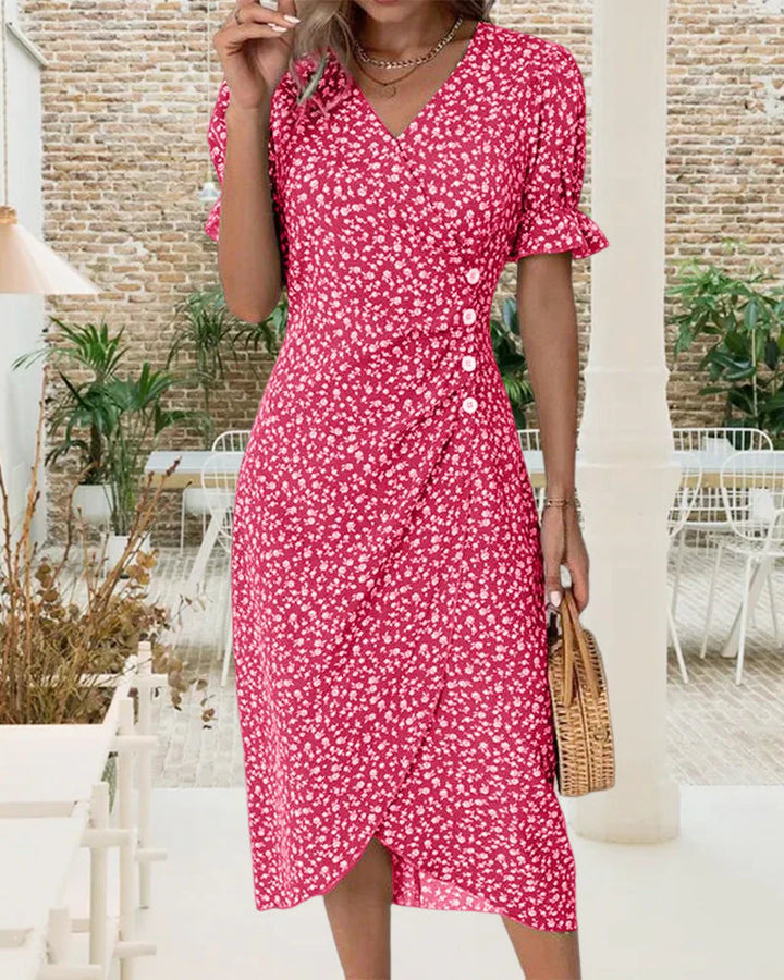 Tine - Short Sleeve Floral Print Dress