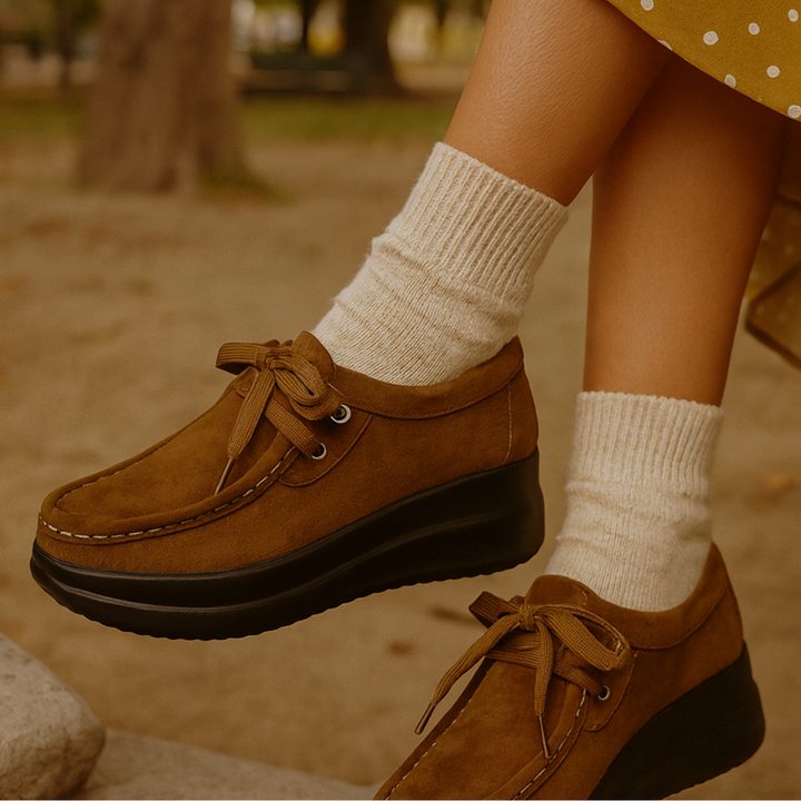 Tonja – Lace Up Suede Shoes With Non Slip Sole