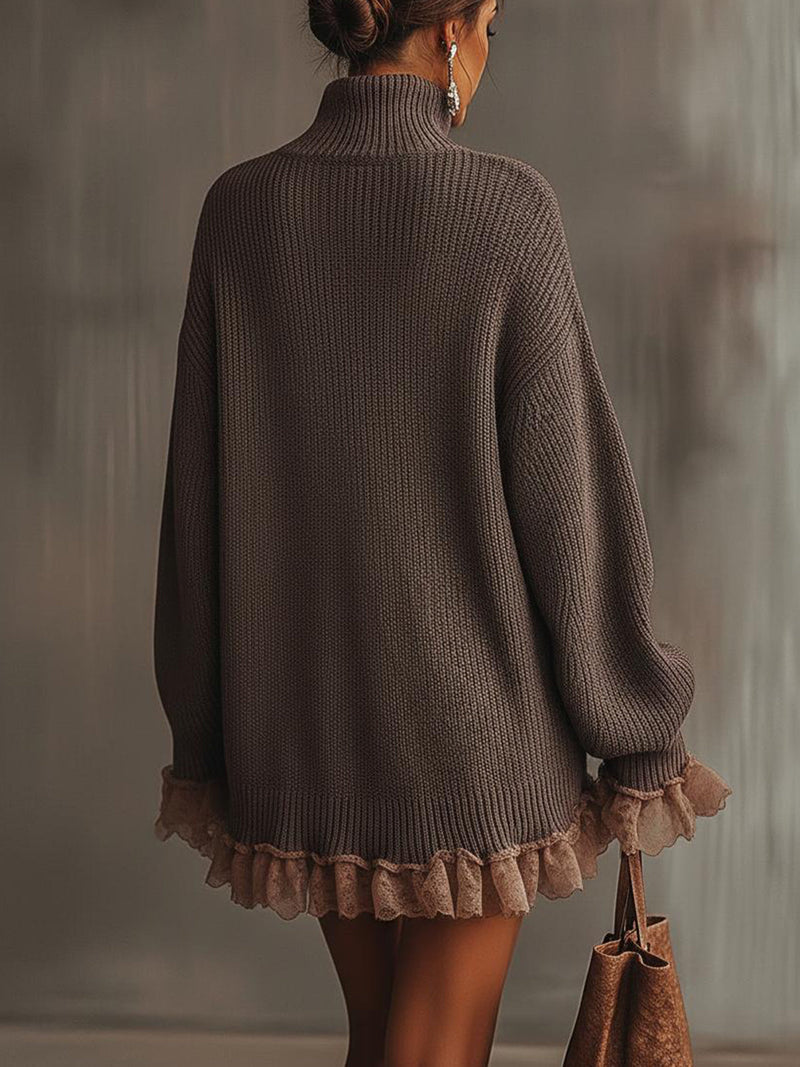 Jaylene  - Turtleneck Knitted Sweater Dress