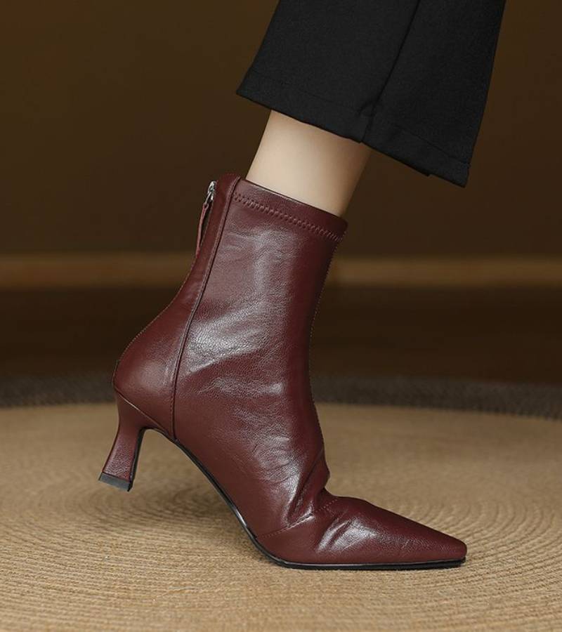 Lielah - Leather Ankle Boot With Zipper