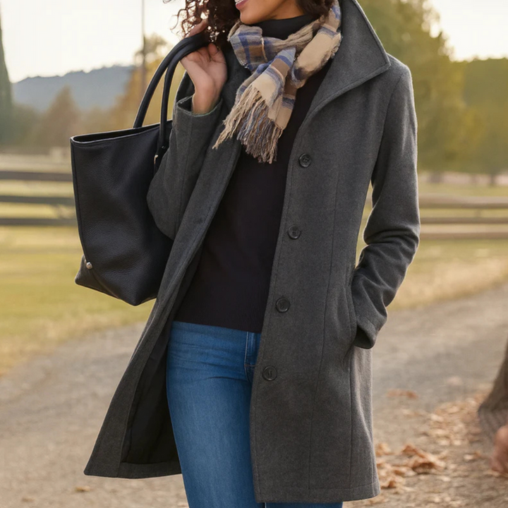 Quendra - Long Sleeve Button Up Coat
