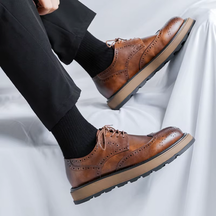 Alehan - Leather Derby Shoes With Lug Sole