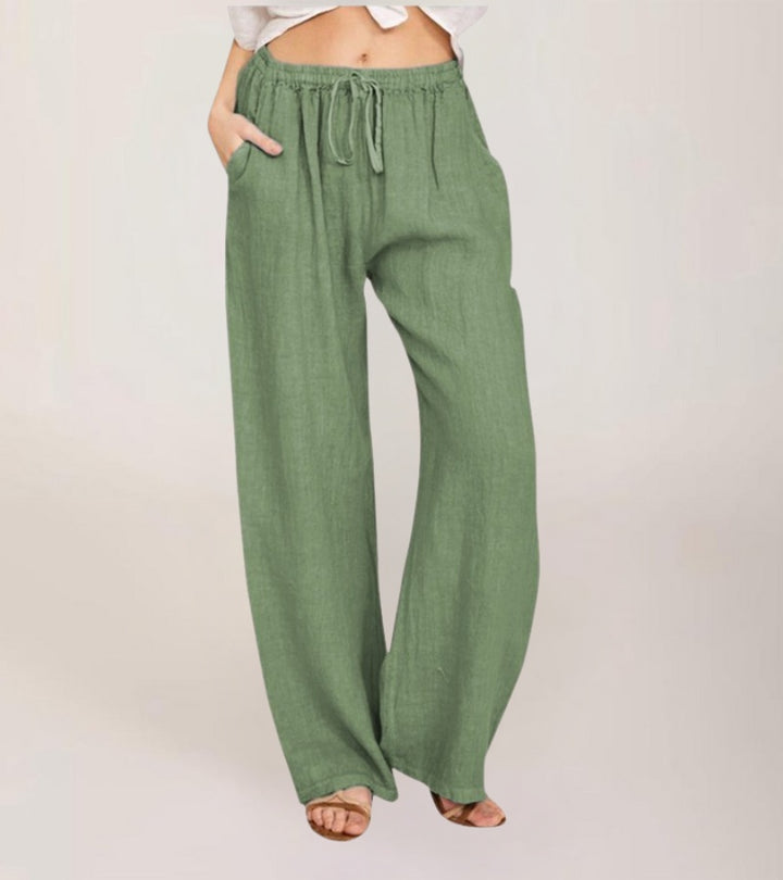 Maialen - Linen Wide Leg Trousers For Summer