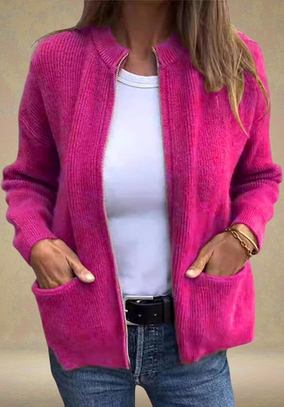 Marsha - Autumn Cardigan With Zipper