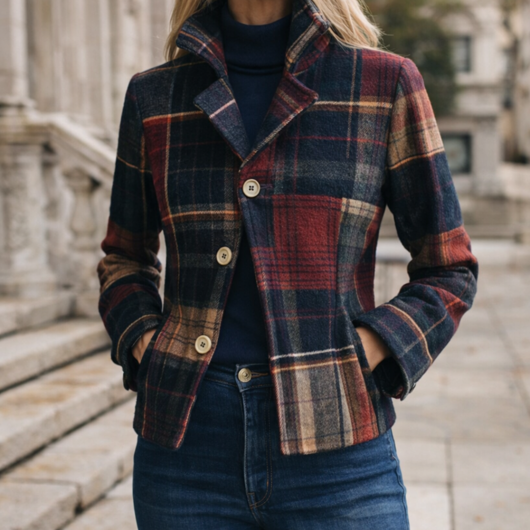 Meeran - Checked Coat with Collar