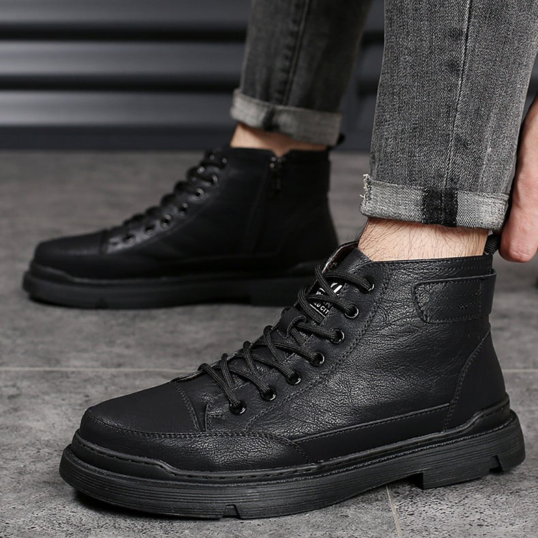 Patterson - Lace-Up Leather Ankle Boots
