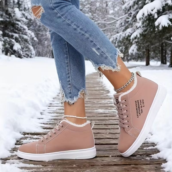 Arlena - Winter Lace-Up Sneakers with Fur Lining
