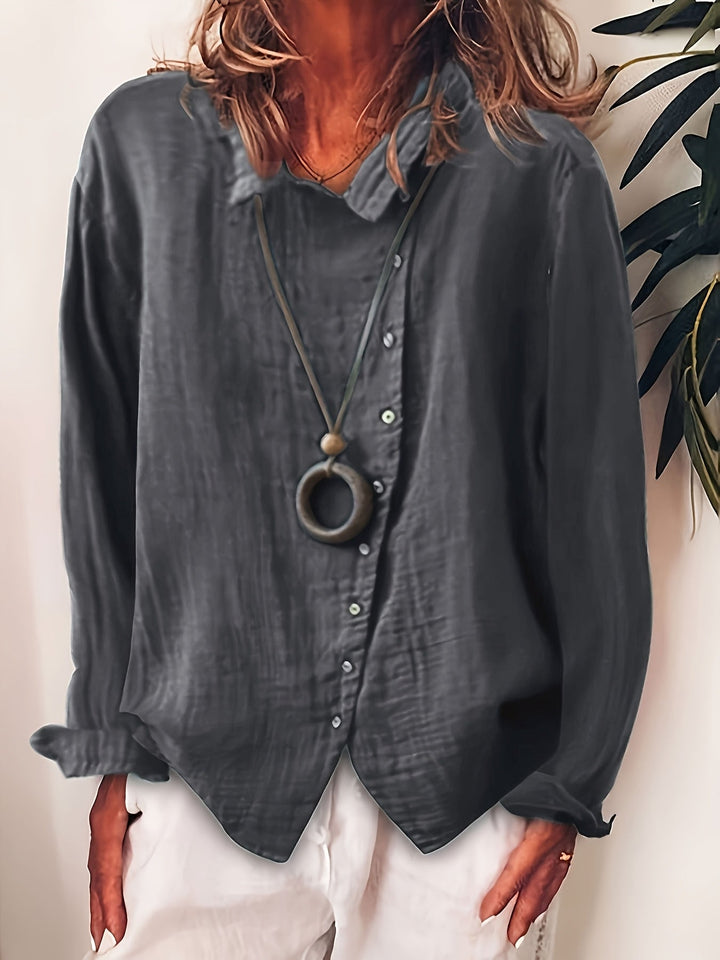 Ristia - Casual Long Sleeve Button-Up Blouse
