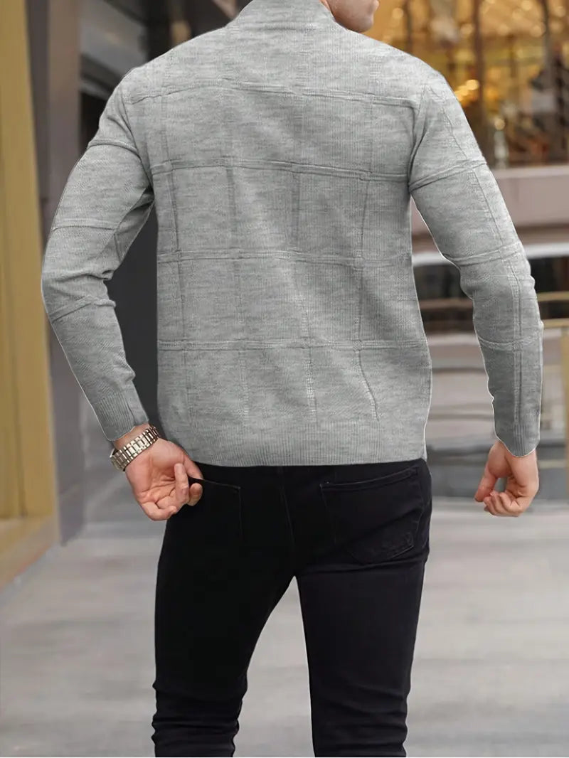 Nunzio - Comfortable Knitted Mock Neck Sweater