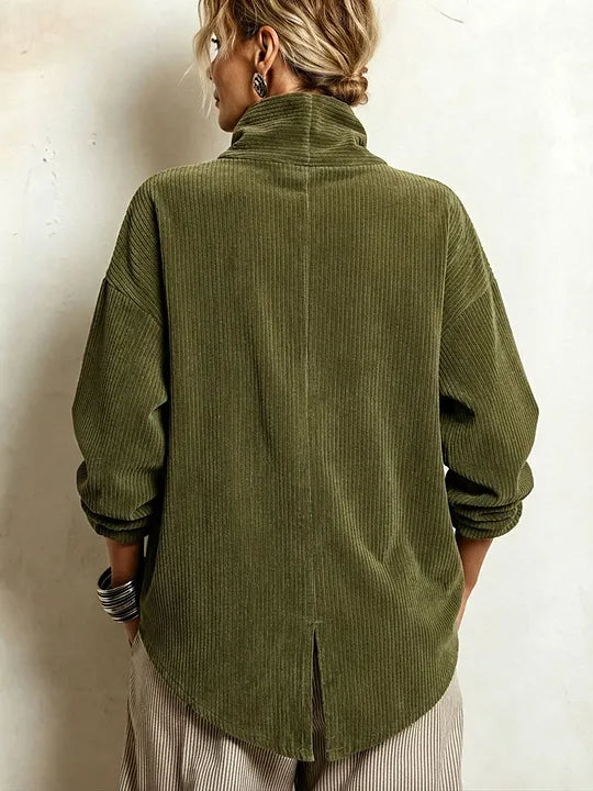 Sama - Ribbed Knit Sweater With Asymmetric Button Detail