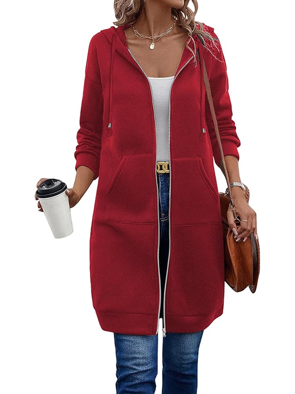 Dfida - Casual Fleece Hoodie WithZip Up