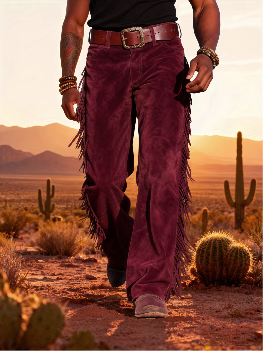 Altan - Casual Retro Western Fringe Trousers