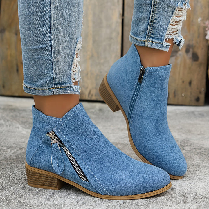 Farah - Orthopedic Leather Ankle Boots With Zipper
