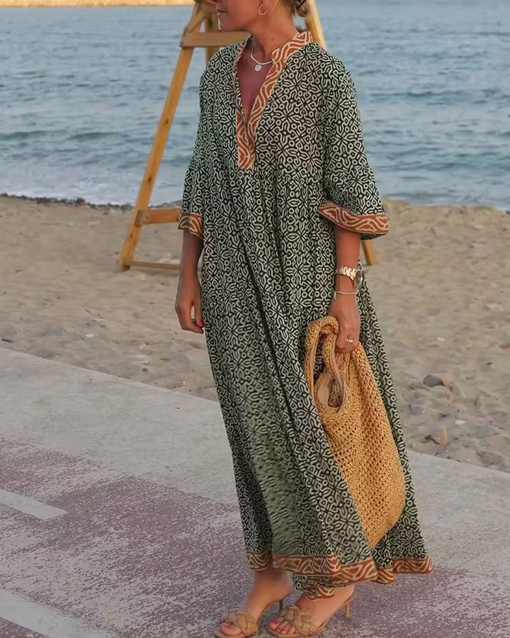 Amandi - Maxi Dress With Printed V-neck