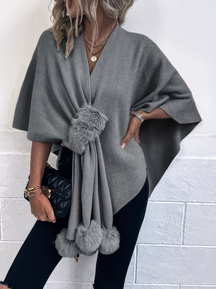 Maebry - Round Ball Cape Knitted Shawl Cardigan