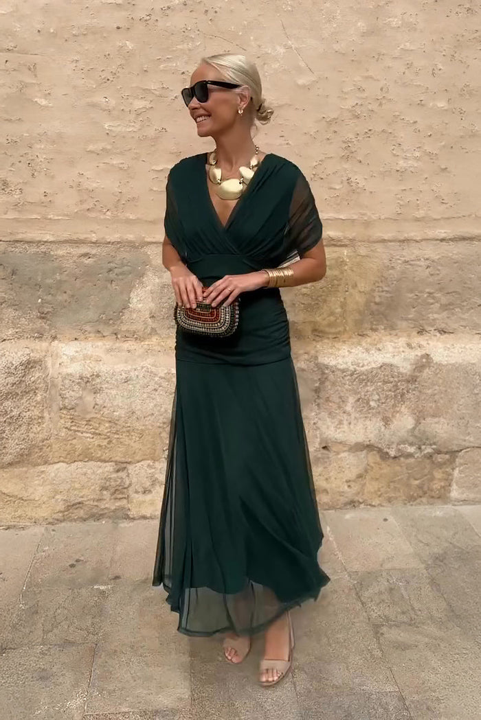 Nefeli - Elegant V-Neck Party Maxi Dress