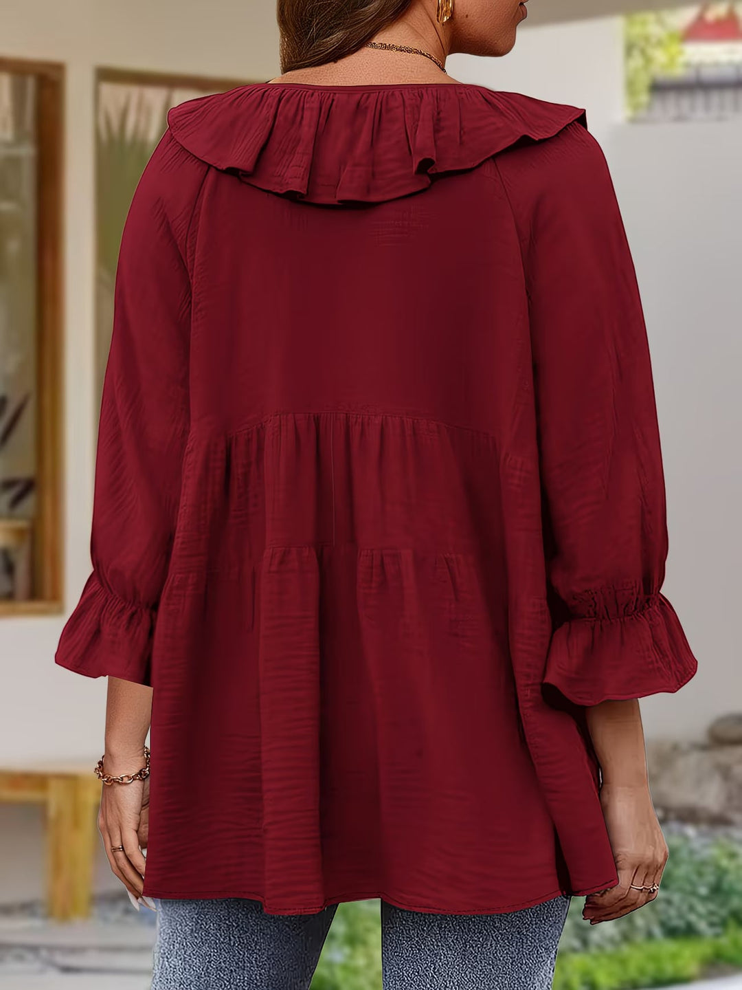 Garbine - Elegant Ruffle Neck Blouse