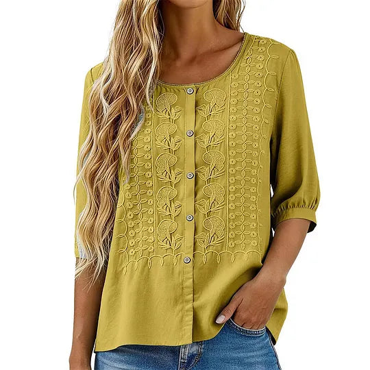 Andreza - Cotton Blouse With Button
