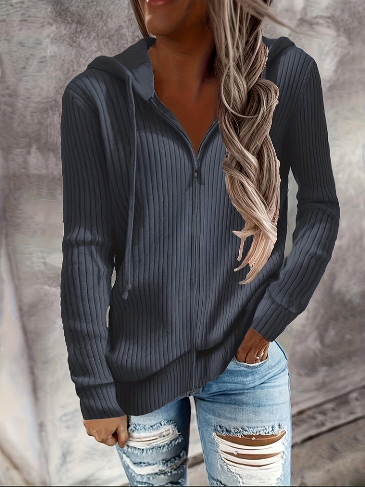 Moira - Long Sleeve Zip Up Drawstring Hoodies