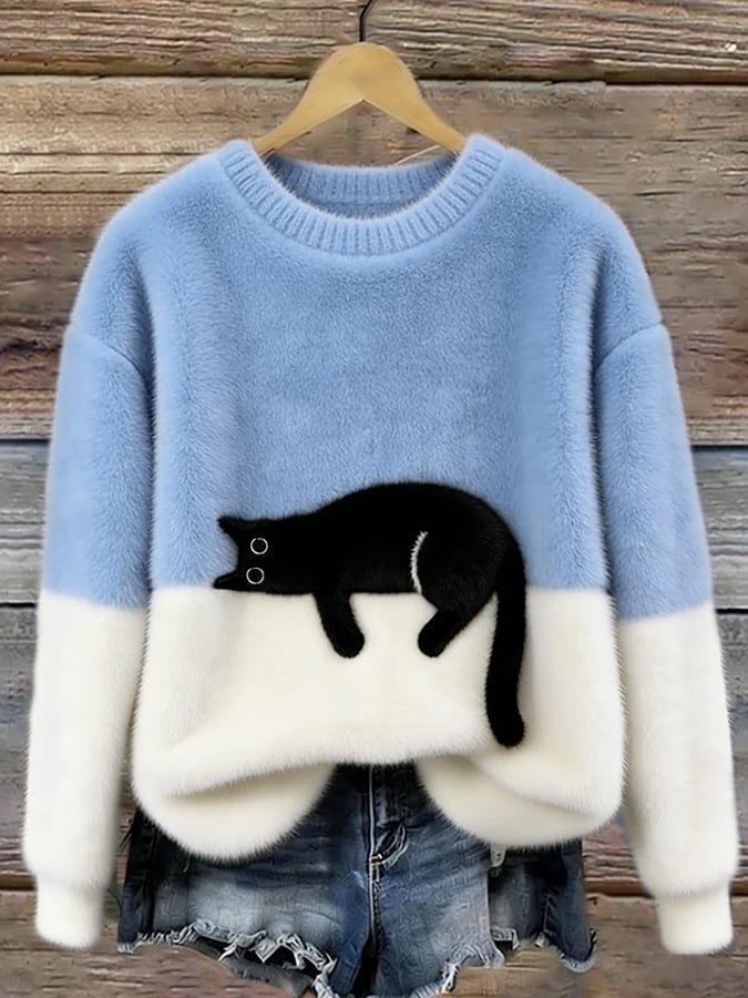 Kalisine - Casual Cat Graphic Sweater