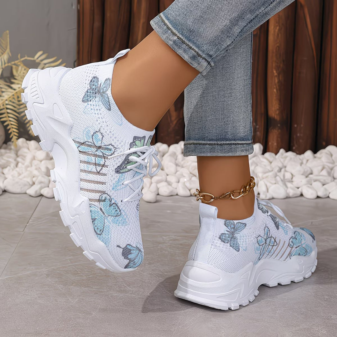 Destinee - Butterfly Print Lace-Up Sneaker