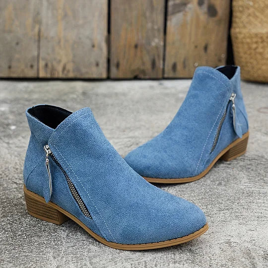 Farah - Orthopedic Leather Ankle Boots With Zipper