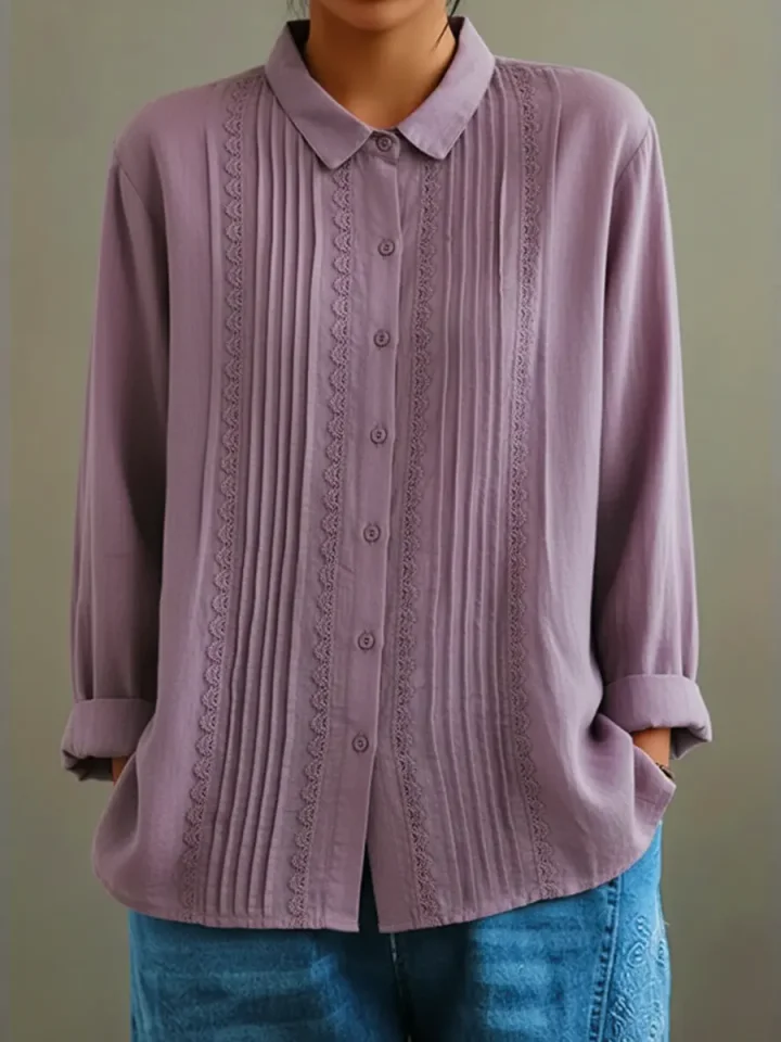 Kalanit - Patchwork Lace Linen And Cotton Shirt