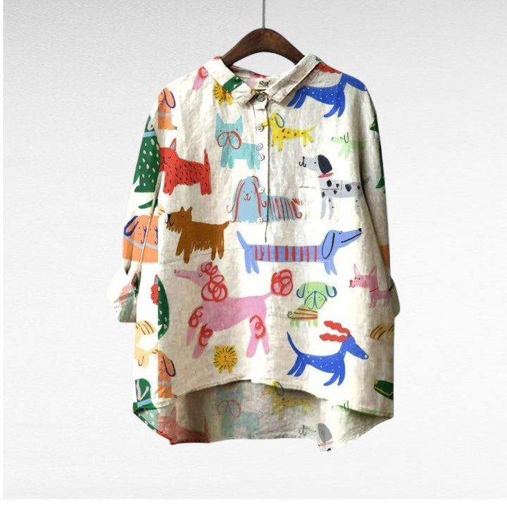Dovile - Elegent Blouse With Dog Print