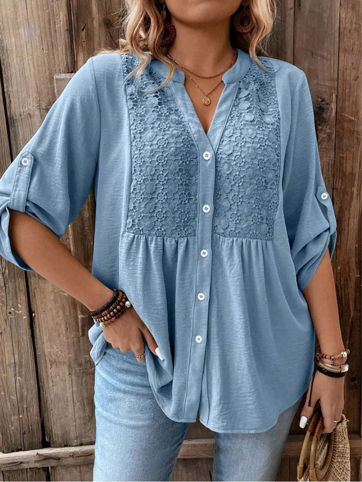 Darshani - Stylish V-neck Blouse With Button