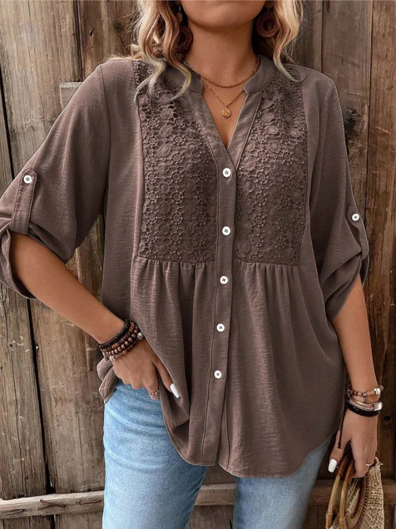 Darshani - Stylish V-neck Blouse With Button