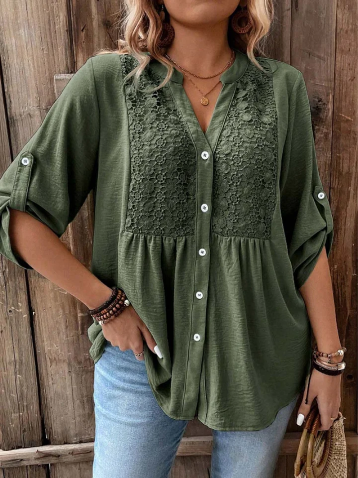 Darshani - Stylish V-neck Blouse With Button