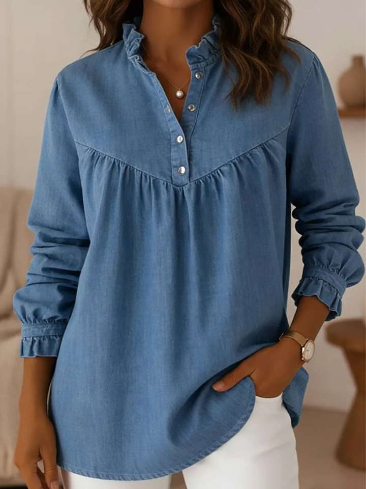 Aleska - Denim Blouse With Buttons